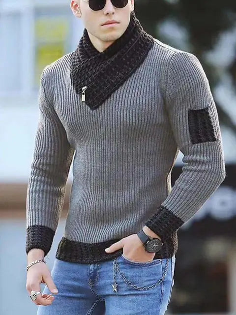 Lars Casual Sweater - Vintage Wool Sweater with High Collar