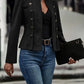 Cordelia - Plain double-breasted decorative jacket