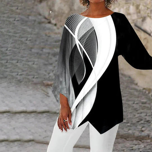 Modern Geometric Tunic with Long Sleeves