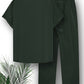 Top and Pants Set - Casual - Polyester, Short Sleeve, Solid Color - Perfect for Casual Wear