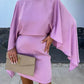 Sahara - Beautiful mini dress with butterfly sleeves in satin
