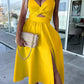 Lucy - Stylish midi dress with slit and neckline