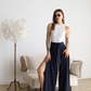 Isolde | Wide-Crop Linen Trousers