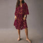 Lenie - Flowered midi dress with eyelet lace