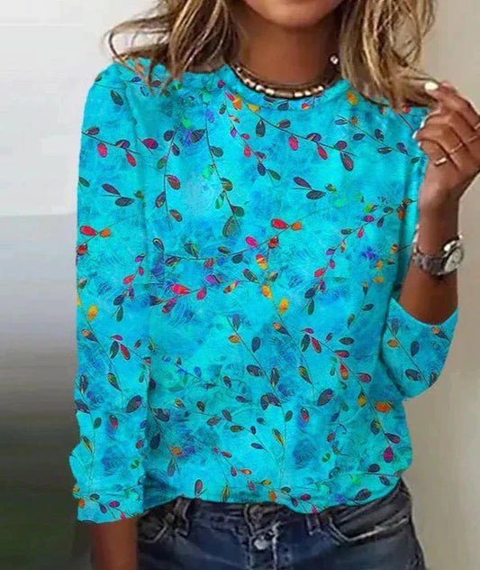 Angelique -Casual top with leaf print