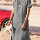Kyla - Summery midi dress with round neck and short sleeves