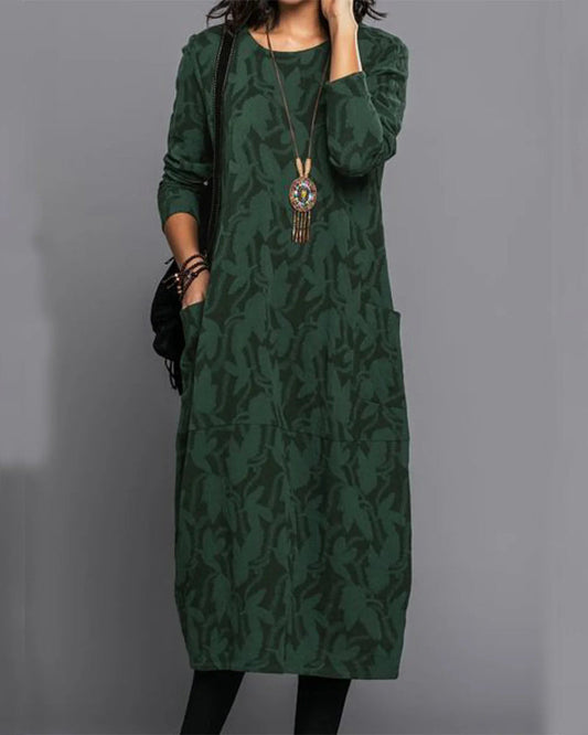 Adel - Long sleeve printed sack dress