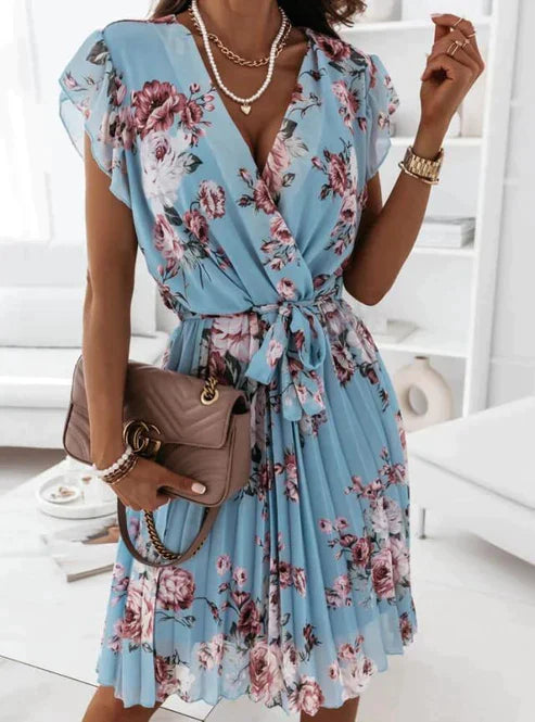 Clarissa -Mini dress with ruffled sleeves and floral print