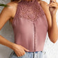 Uditha | Solid Lace Splice Hollow Out Blouse - Elegant & Trendy