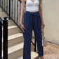 Harlet - Plain casual pants with tie
