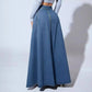 Women's Denim A-Line Skirt with Button Closure