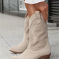 Western Cowboy Boots with Low Heel and Mid-Calf Shaft