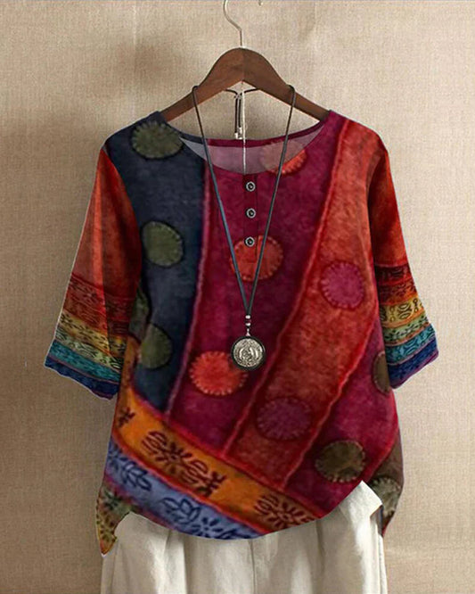Marijana | Bohemian Blouse - Graphic Print Women's Top