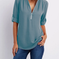 Danijela | V-Neck Blouse - Zip-Up Women's Style