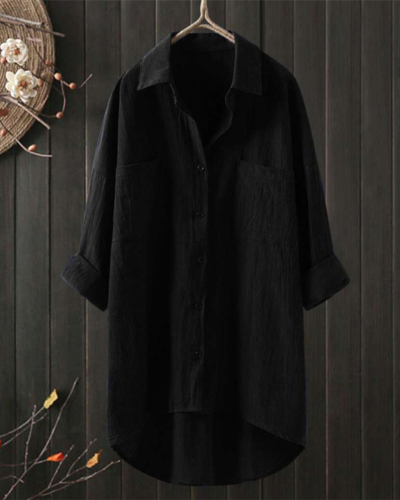 Shakya | Women's Loose Single-Colored Blouse with Long Sleeves - Stylish