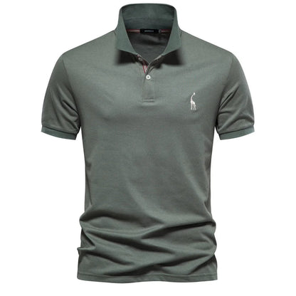 Luxe Cotton Polo with Deer Embroidery