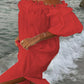 Jamila - Linen dress with ruffles off the shoulder
