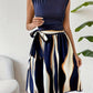 Lucy – Stylish Patchwork Dress with Belt and Striped Print