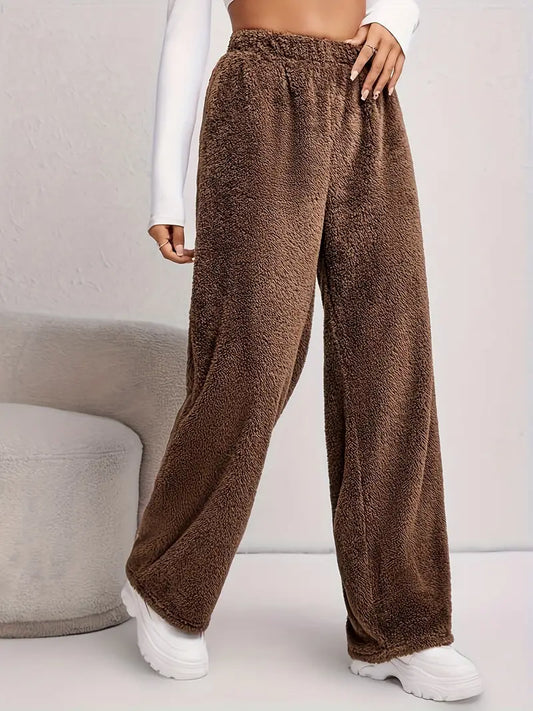 Deby - Casual plain fleece pants