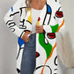 Lottie - Open Front Mid-Length Coat with Abstract Print