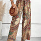 Bohemian Wide-Legged Women's Trousers with Slanted Pockets