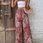 Bohemian Wide-Legged Women's Trousers with Slanted Pockets