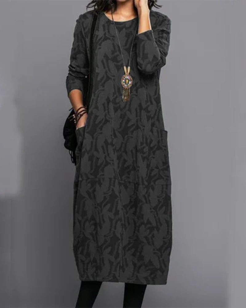 Adel - Long sleeve printed sack dress