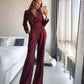 V-Neck Jumpsuit with Wide Legs for Women