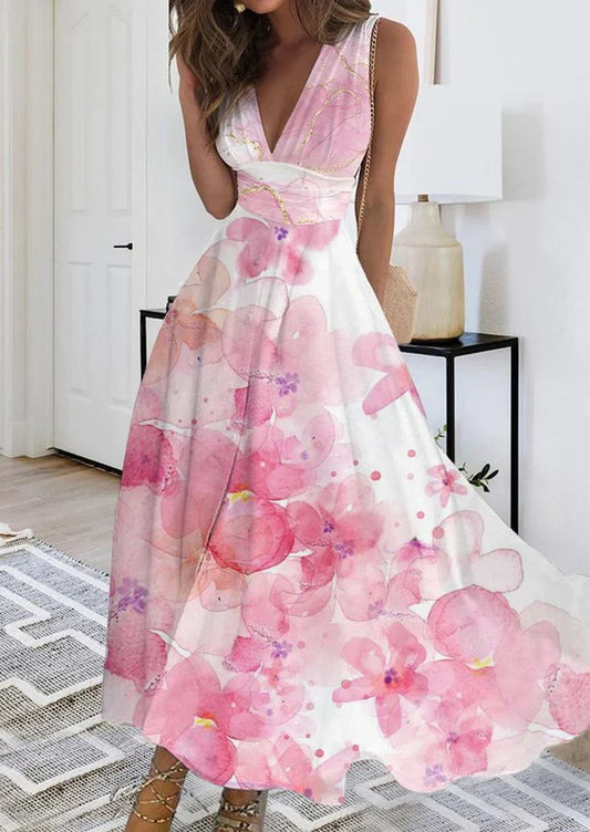 Victoria – Sweet sleeveless maxi dress with floral print