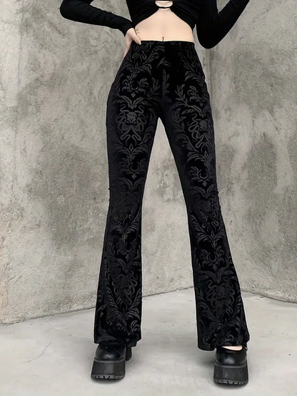 Elspeth - Gothic style floral high waisted trousers