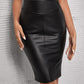 Stylish Imitation Leather High Waist Pencil Skirt