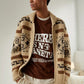 Vintage Jacquard Knitted Men's Cardigan with Zipper Timeless Style Meets Modern Comfort
