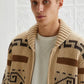 Vintage Jacquard Knitted Men's Cardigan with Zipper Timeless Style Meets Modern Comfort