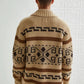 Vintage Jacquard Knitted Men's Cardigan with Zipper Timeless Style Meets Modern Comfort