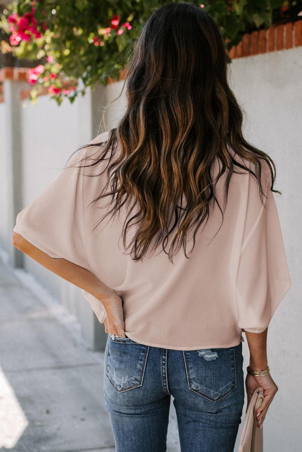 Manushi | Women's Short Sleeve Draped Blouse - Comfortable & Trendy