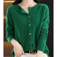 Pure Merino Wool Women's O-neck Cardigan Cashmere Sweater