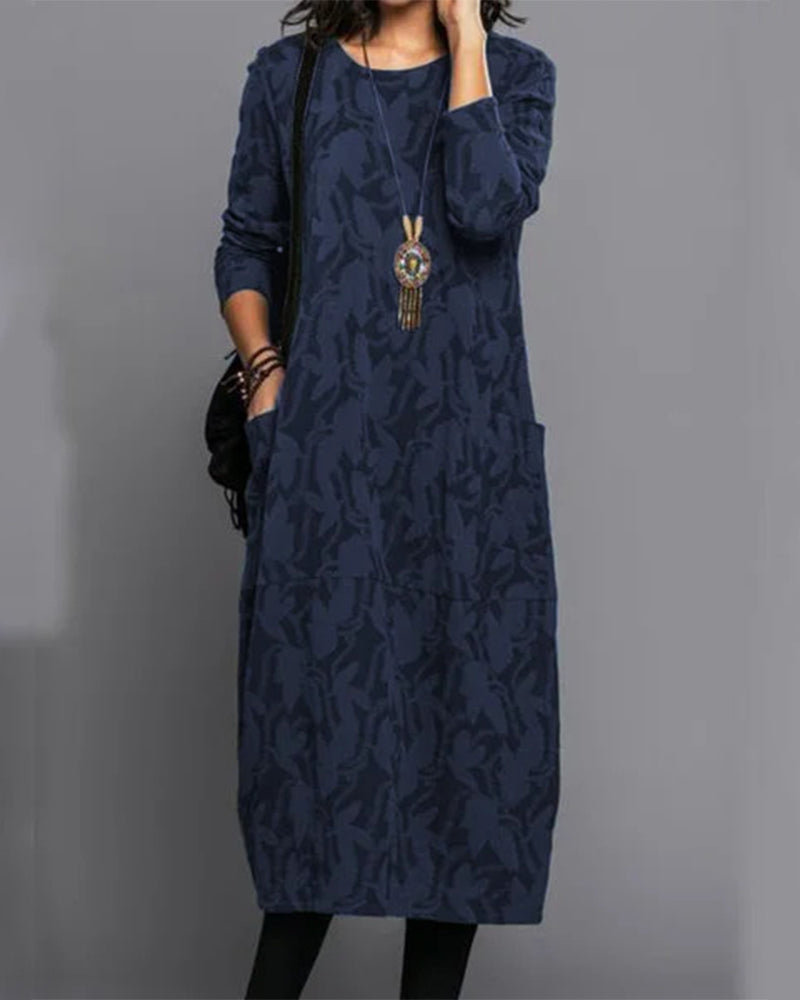 Adel - Long sleeve printed sack dress