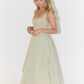 Women's Sleeveless Midi Dress with Square Neckline for Summer