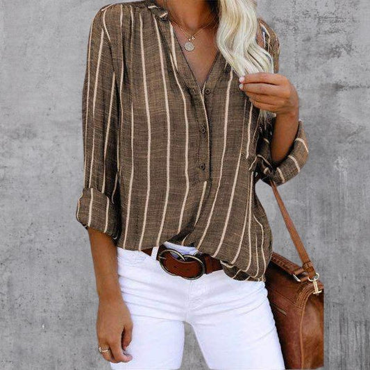 Renata | Striped Blouse - Stylish Women's Neck Design