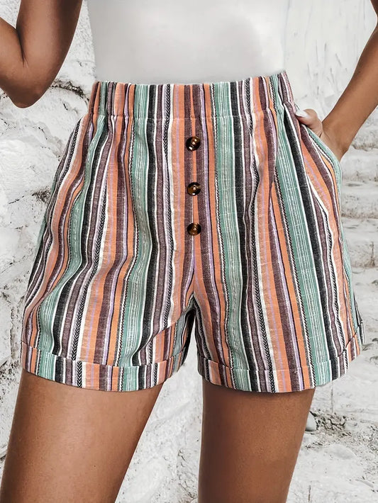 Maggie - High waist shorts with contrasting stripes