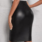 Stylish Imitation Leather High Waist Pencil Skirt