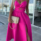 Lucy - Stylish midi dress with slit and neckline