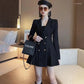 Joanna - Elegant pleated dress with double rows of buttons in vintage style