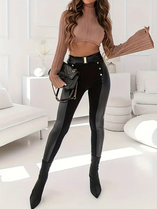 Blanche - High skinny pants with button detail