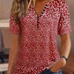 Casual Summer Top with V-Neck, Button Closure, and Short Sleeves