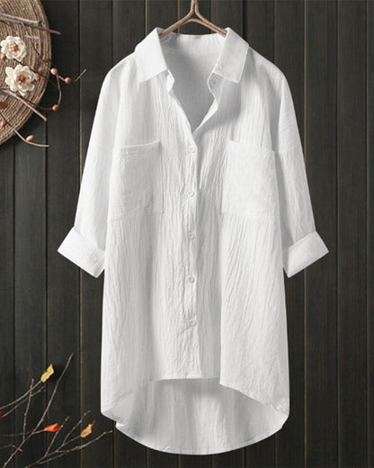 Shakya | Women's Loose Single-Colored Blouse with Long Sleeves - Stylish
