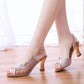 Elizabeth - Rhinestone Bow High Heel Buckle Fish Mouth Sandals