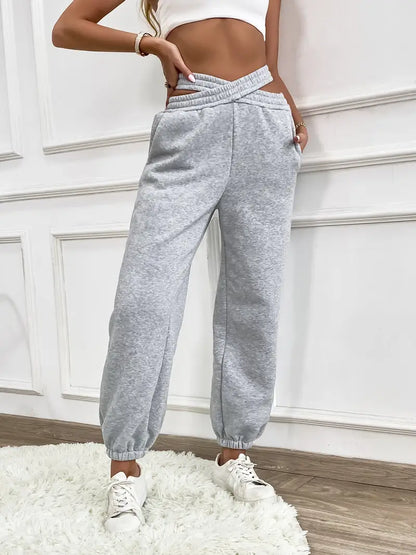 Joycie - Elegant plain knitted jogging pants for women