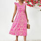 WENNY - Short sleeve dress with floral V-neck