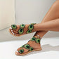Vivien - Flat women's sandals with peacock motif